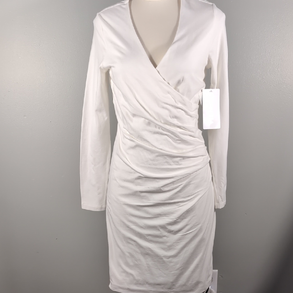 NWT Athleta Wilder Long Sleeve White Dress, Sz.M - Picture 2 of 7